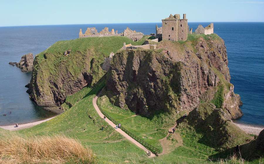Dunnottar Castle on its clifftop headland above the North Sea near Stonehaven
